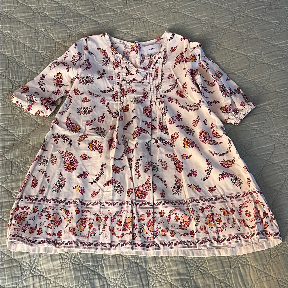 Old Navy White Dress with Cottagecore floral print, size 4T